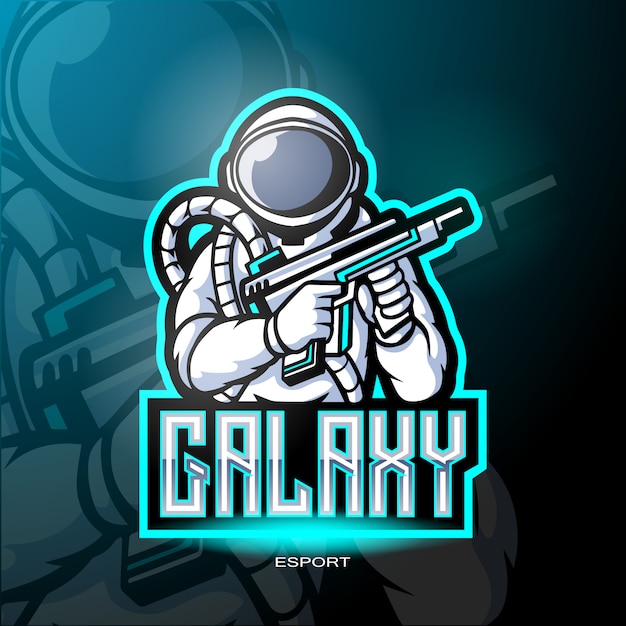 Galaxy astronaut mascot for gaming logo.