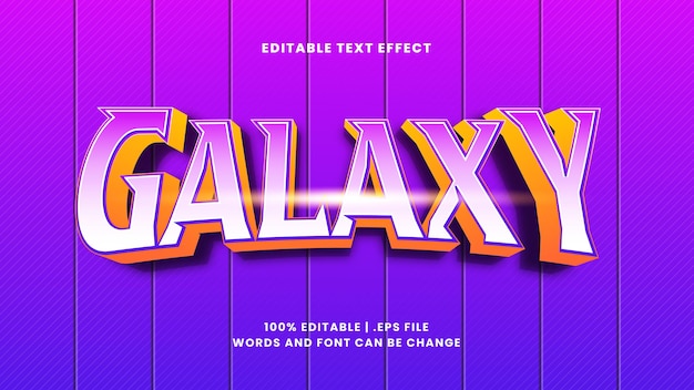 Galaxy bewerkbaar teksteffect in moderne 3d-stijl