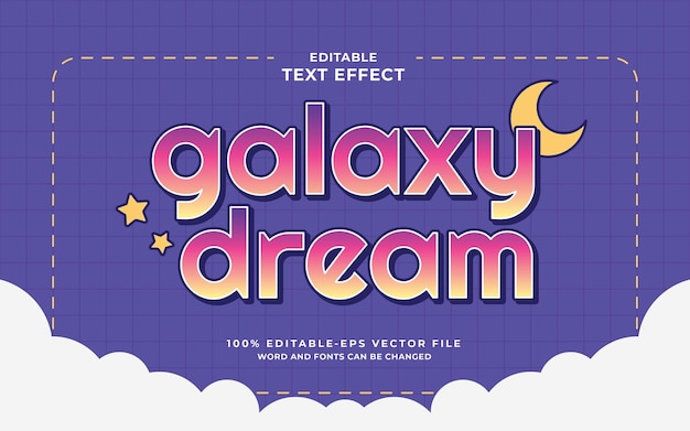 Galaxy droom teksteffect bewerkbare premium vector