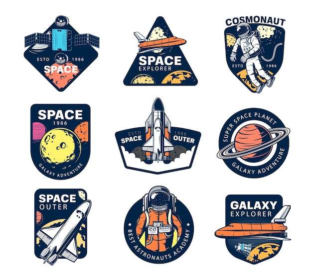 Vector galaxy explore universe expedition vector icons