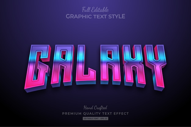 Galaxy futuristic gradient editable text effect font style