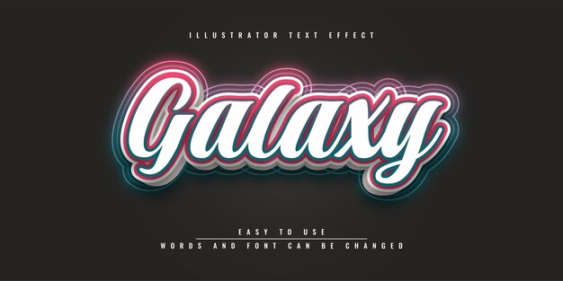 Galaxy Illustrator 편집 가능한 3d 텍스트 효과 템플릿 디자인