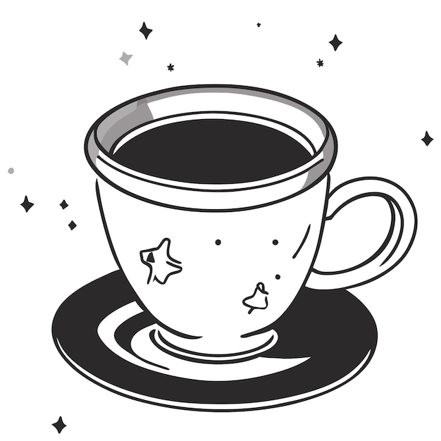 Vector galaxy inside a cup of tea hand drawn cartoon sticker icon concept isolated illustration