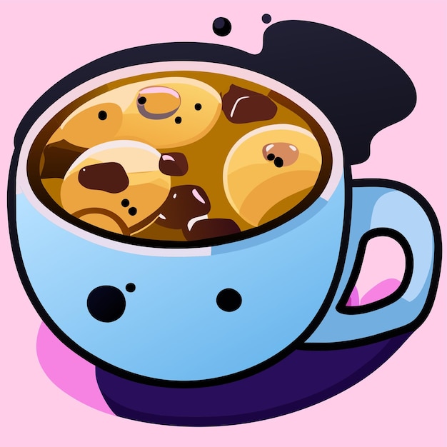 Vector galaxy inside a cup of tea hand drawn cartoon sticker icon concept isolated illustration