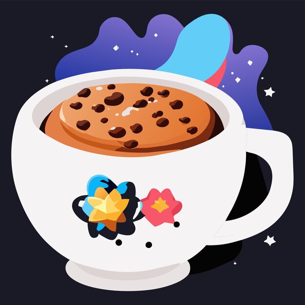Vector galaxy inside a cup of tea hand drawn cartoon sticker icon concept isolated illustration