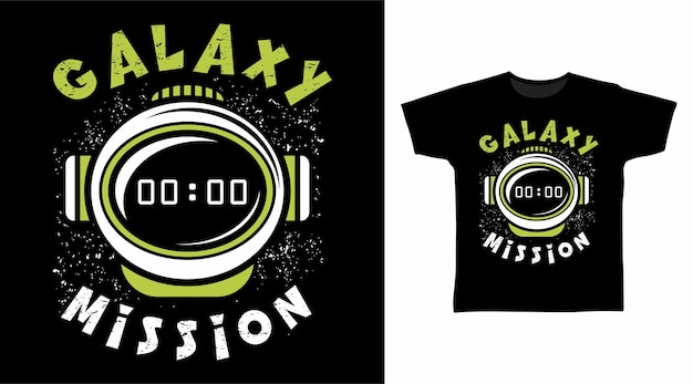 Galaxy missie astronaut t-shirt ontwerpconcept