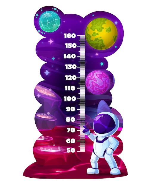 Galaxy planets and astronaut kids height chart