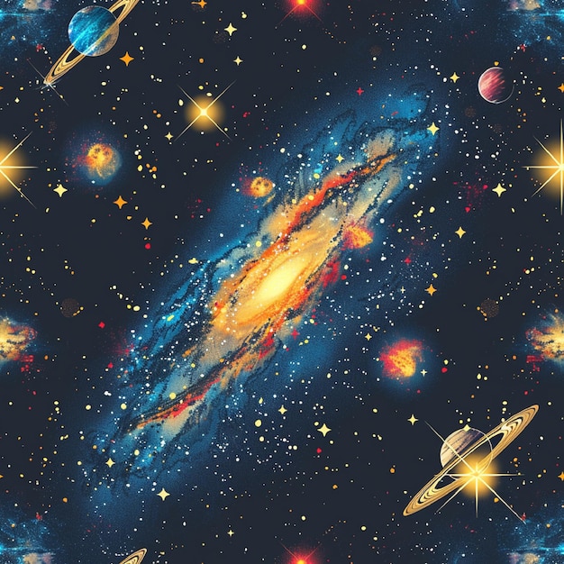 Vector galaxy seamless pattern background vector celestial bodies graphic with eps file