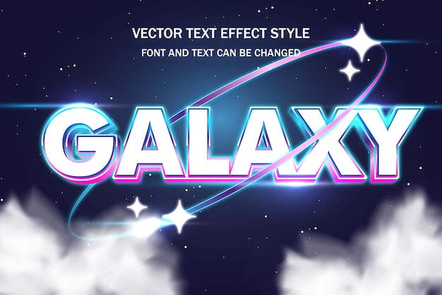 Вектор Галактика пространство планета ночь сверкающие звезды типография редактируемый текст эффект стиль шрифта дизайн шаблона