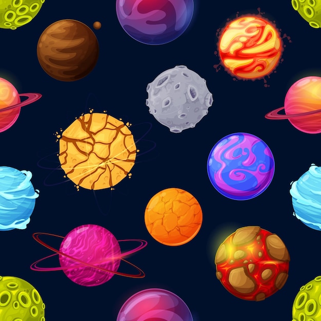 Vector galaxy space stars and planets seamless pattern