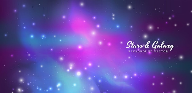 Vector galaxy starry night sky banner background