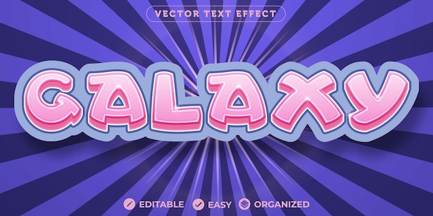 Vector galaxy-teksteffect volledig bewerkbaar lettertype-teksteffect