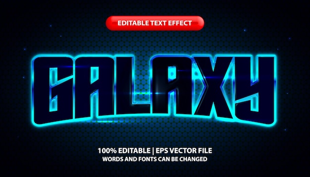 Galaxy text editable text effect template blue neon light effect futuristic glowing text style