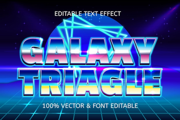 Effetto di testo modificabile retrò in stile triangolo galaxy
