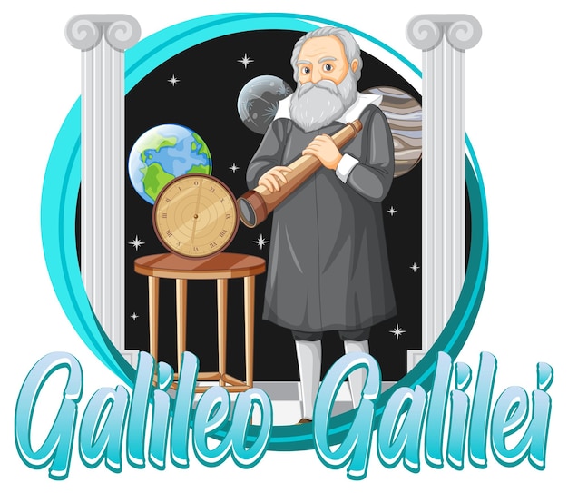 Vector galileo galilei stripfiguur