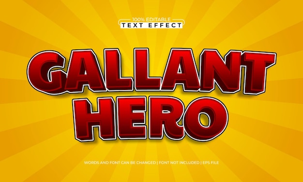 ガラント・ヒーロー (Gallant Hero) はヒーローとキッズ (Kids) のテキストスタイルで編集可能なテキストエフェクトです