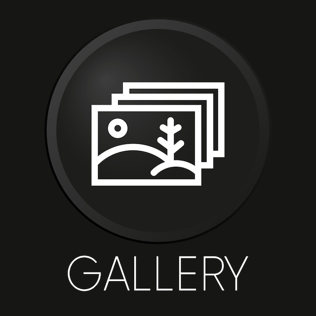 Gallery minimal vector line icon on 3D button isolated on black background Premium Vector