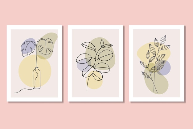 Gallery wall art set foglie minimaliste stampabili e poster di arte botanica da parete