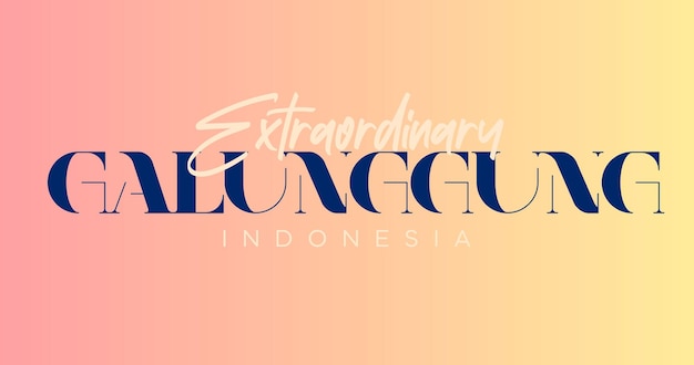 Galunggung Indonesië typografie gele achtergrond sjabloon
