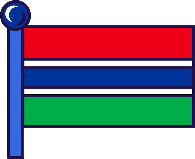 Gambia african republic flag on flagstaff vector