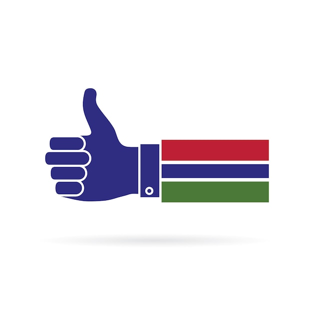 Gambia country flag thumbs up vector icon