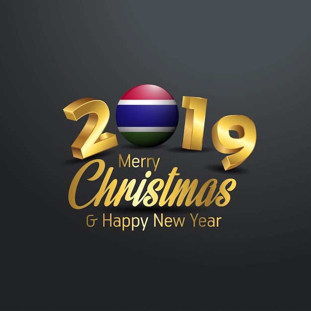 ガンビアの旗2019 Merry Christmas Typography