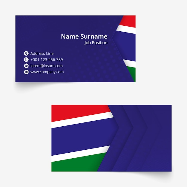 Gambia flag business card, standard size (90x50 mm) business card template with bleed under the clipping mask.