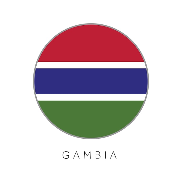 Icona di vettore del cerchio rotondo della bandiera del gambia