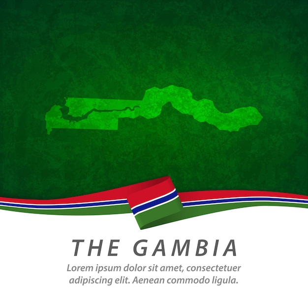 The Gambia flag with central map