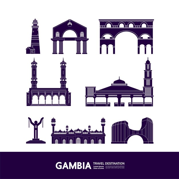 Gambia reisbestemming vectorillustratie.