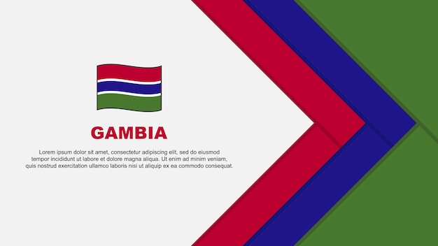 Gambia Vlag Abstracte Achtergrond Ontwerpsjabloon Gambia Onafhankelijkheidsdag Banner Cartoon Vector Illustratie Gambia Cartoon
