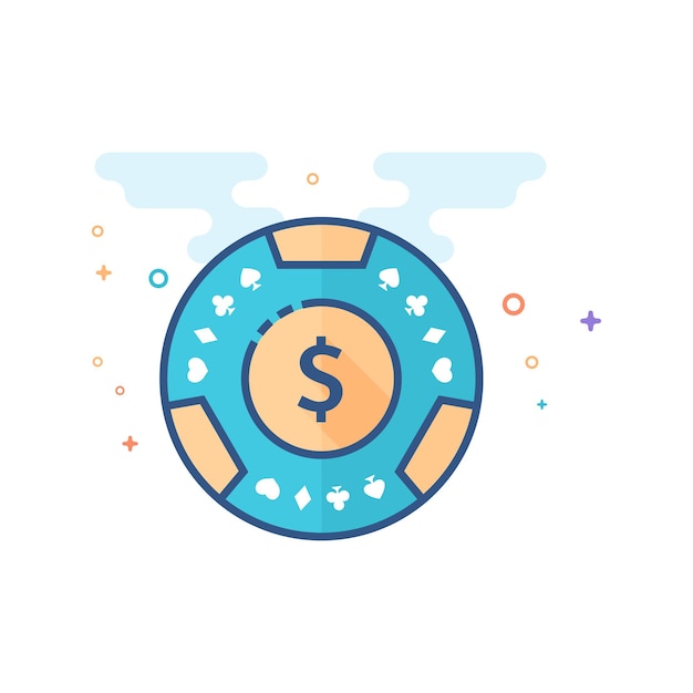 Gambling coin icon flat color style vector illustration