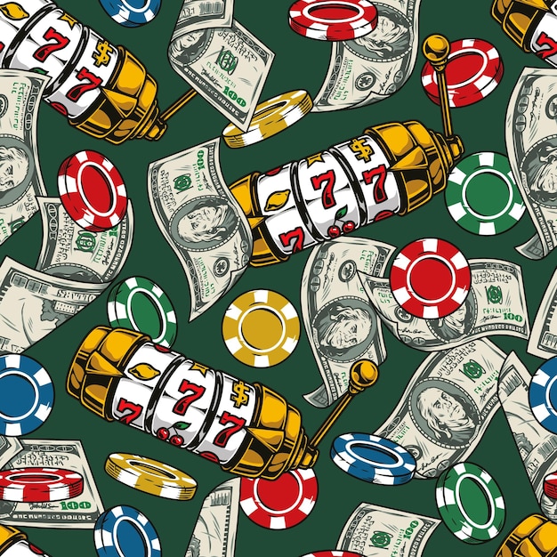 Gambling colorful vintage seamless pattern