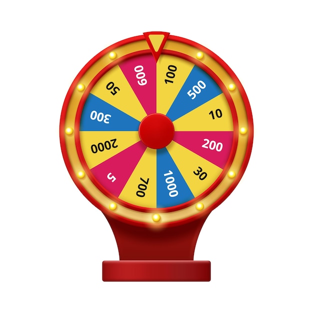 Vector gambling wheel with pointer and prize