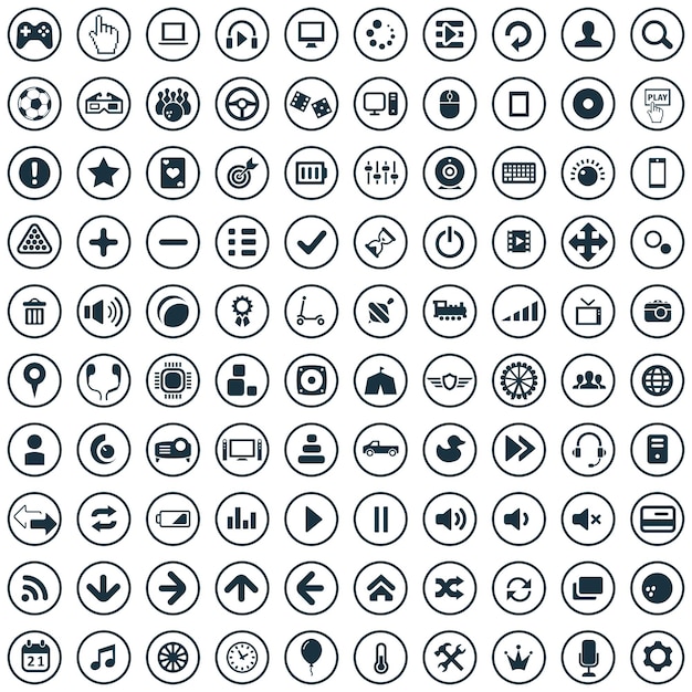 Game 100 icons universal set