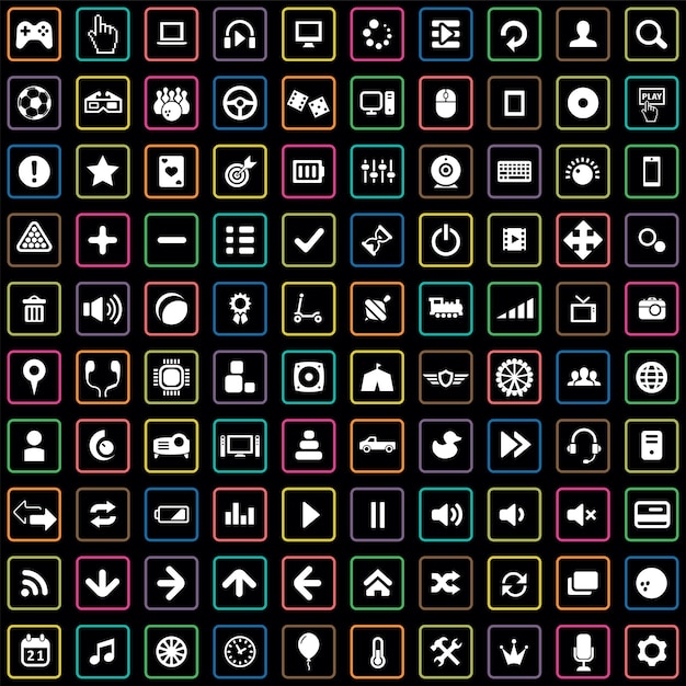 Vector game 100 icons universal set