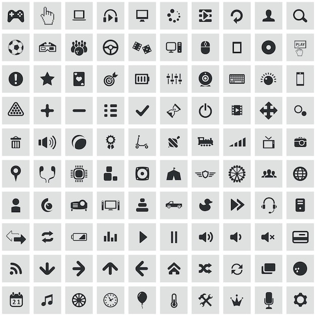 Vector game 100 icons universal set