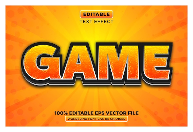 Game 3d editable text effect eps