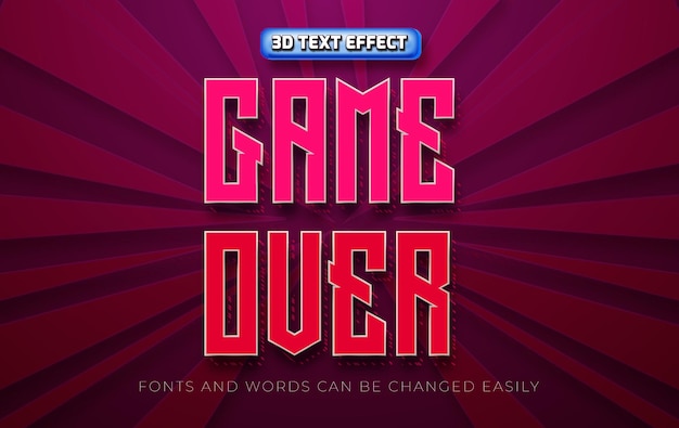 Game over 3d editable text effect style