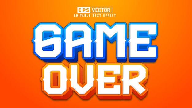 Game Over 3d редактируемый вектор текстового эффекта с фоном