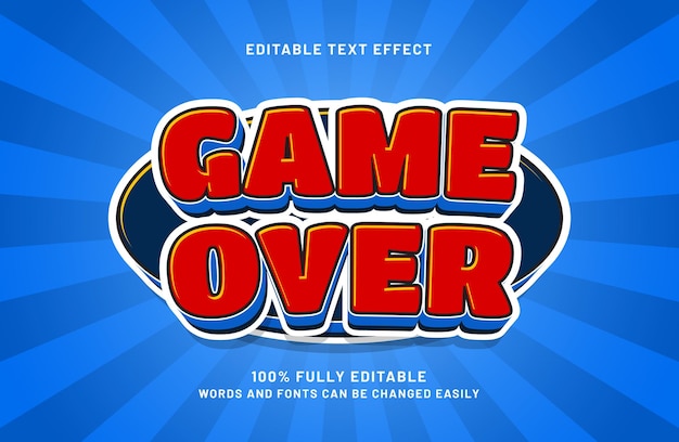 Vector game over 3d editable text effect