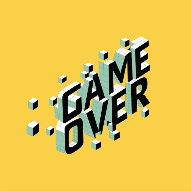 Vector game over 3d text print