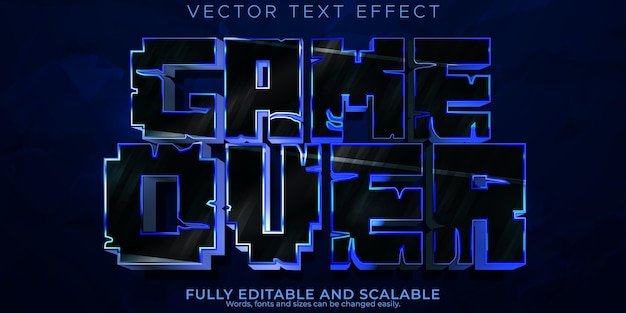 Vector game over arcade text effect editable game and movie text style