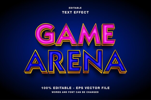 Vector game arena luxe 3d bewerkbaar teksteffect