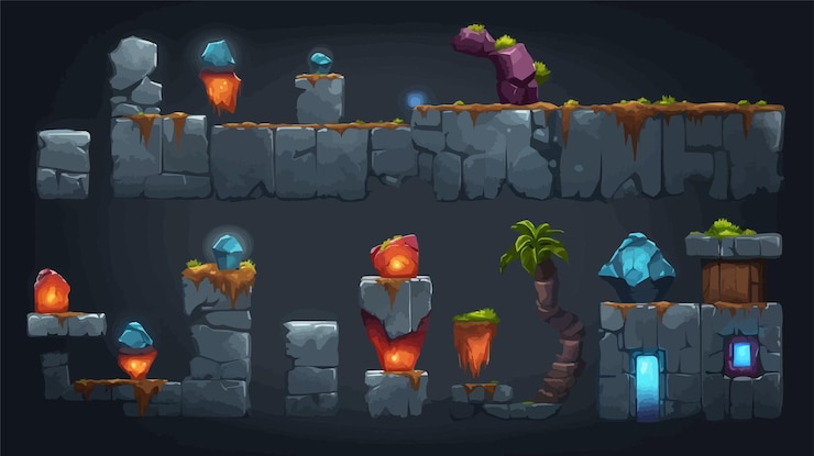 Вектор игровая коллекция активов иллюстрация игровой пользовательский интерфейс дизайн значка