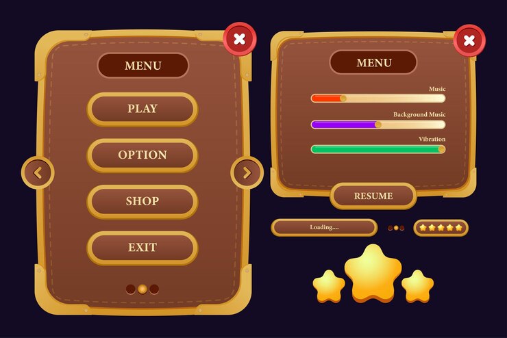 Vector game asset ui design cartoon element with elegant and colorful