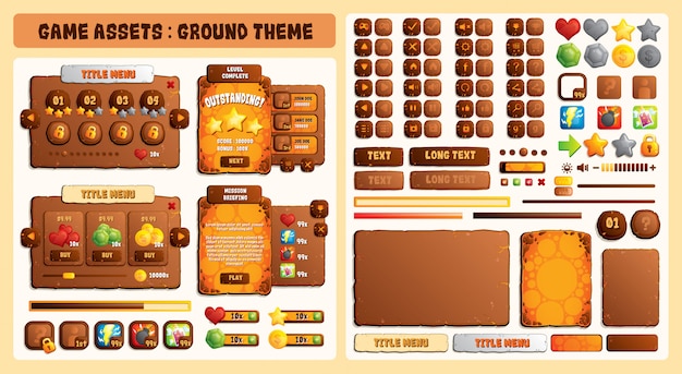 Vector game assets ground theme