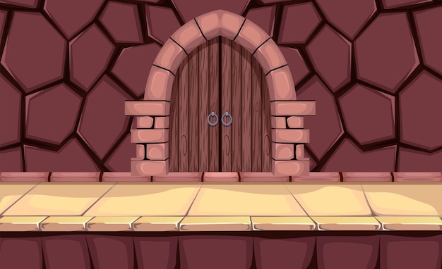 game background cartoon vector ,  The door to the next level, video games, user interface