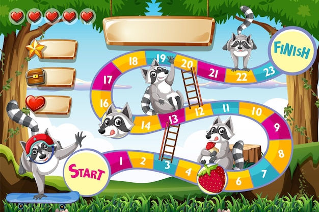 game background template with raccoons in forest