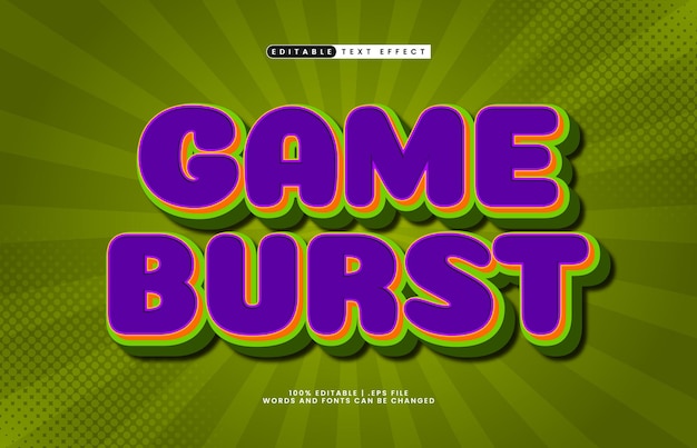게임 버스트 (Game Burst) - 어린이와 놀이 텍스트 스타일로 편집 가능한 텍스트 효과